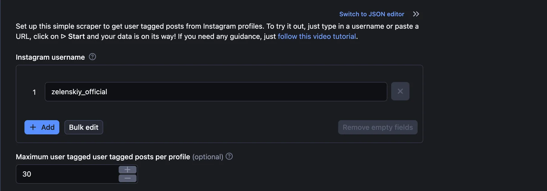 Scrape Instagram tagged posts and mentions