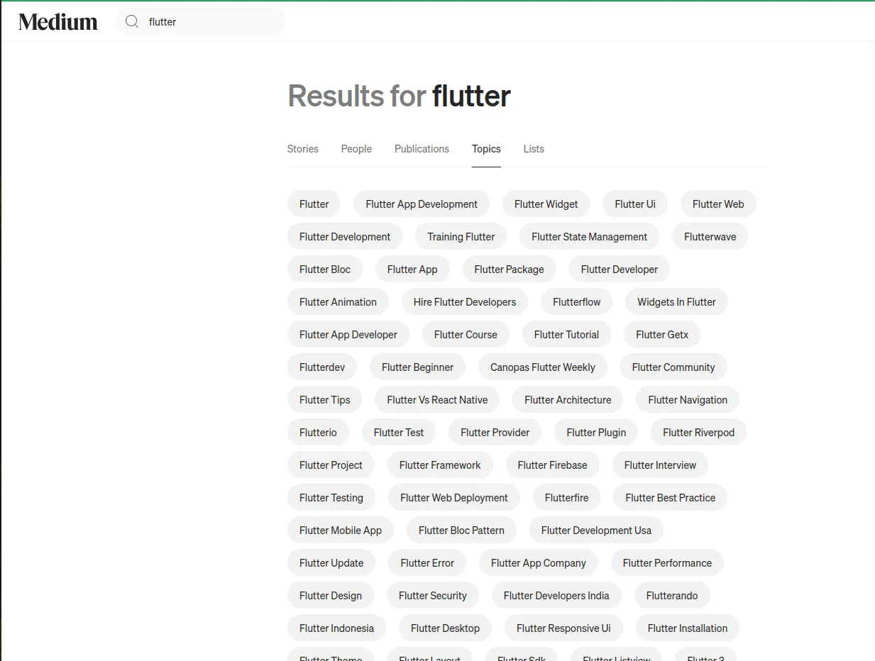 Medium.com tags search