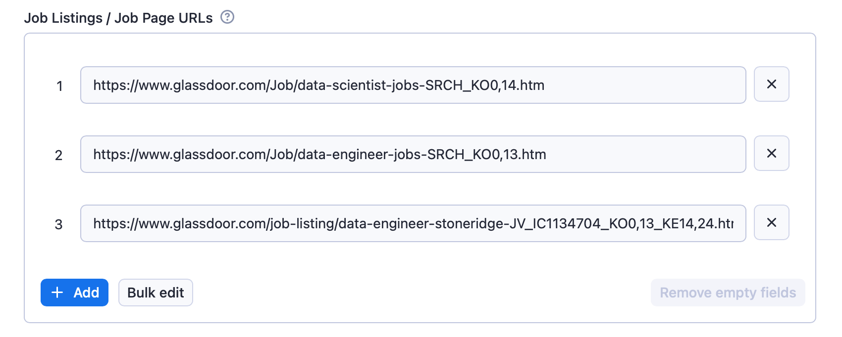 Glassdoor Scraper Input