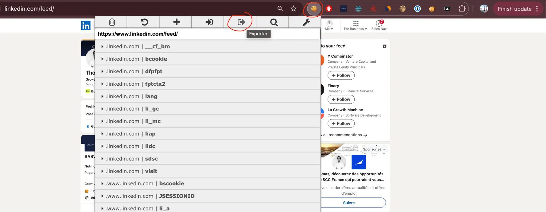 Screenshot cookies extraction