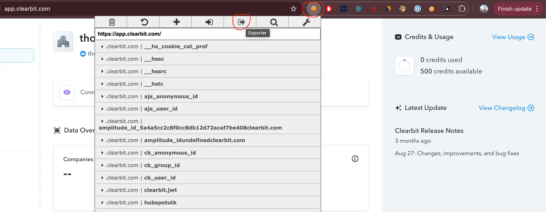 Screenshot cookies extraction