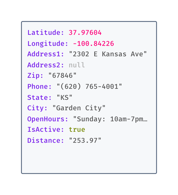 Apify  -  Ollie's Store Location Scraper  output