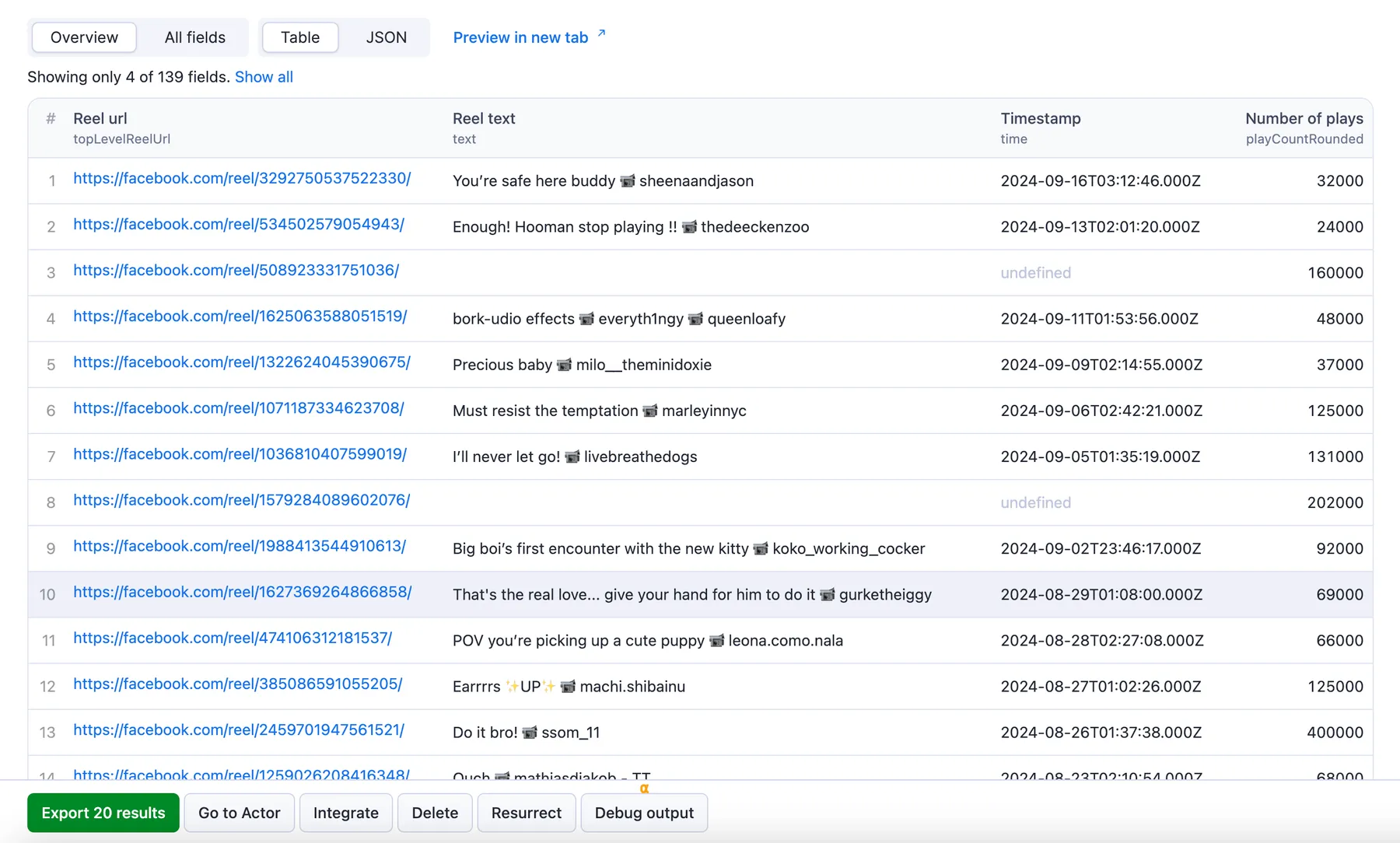 Facebook reels API