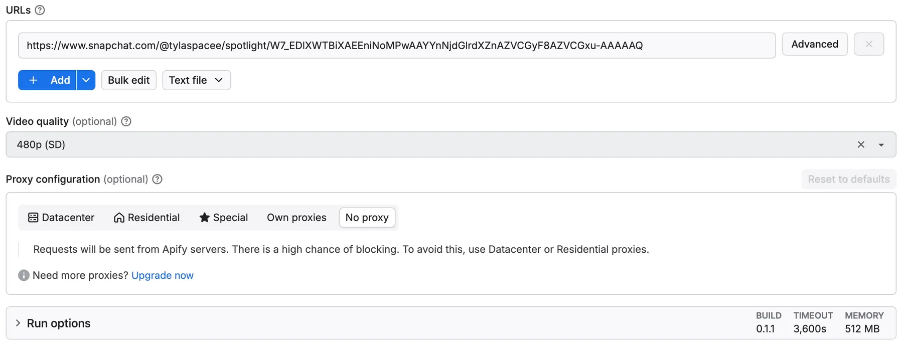 Snapchat Video Downloader input