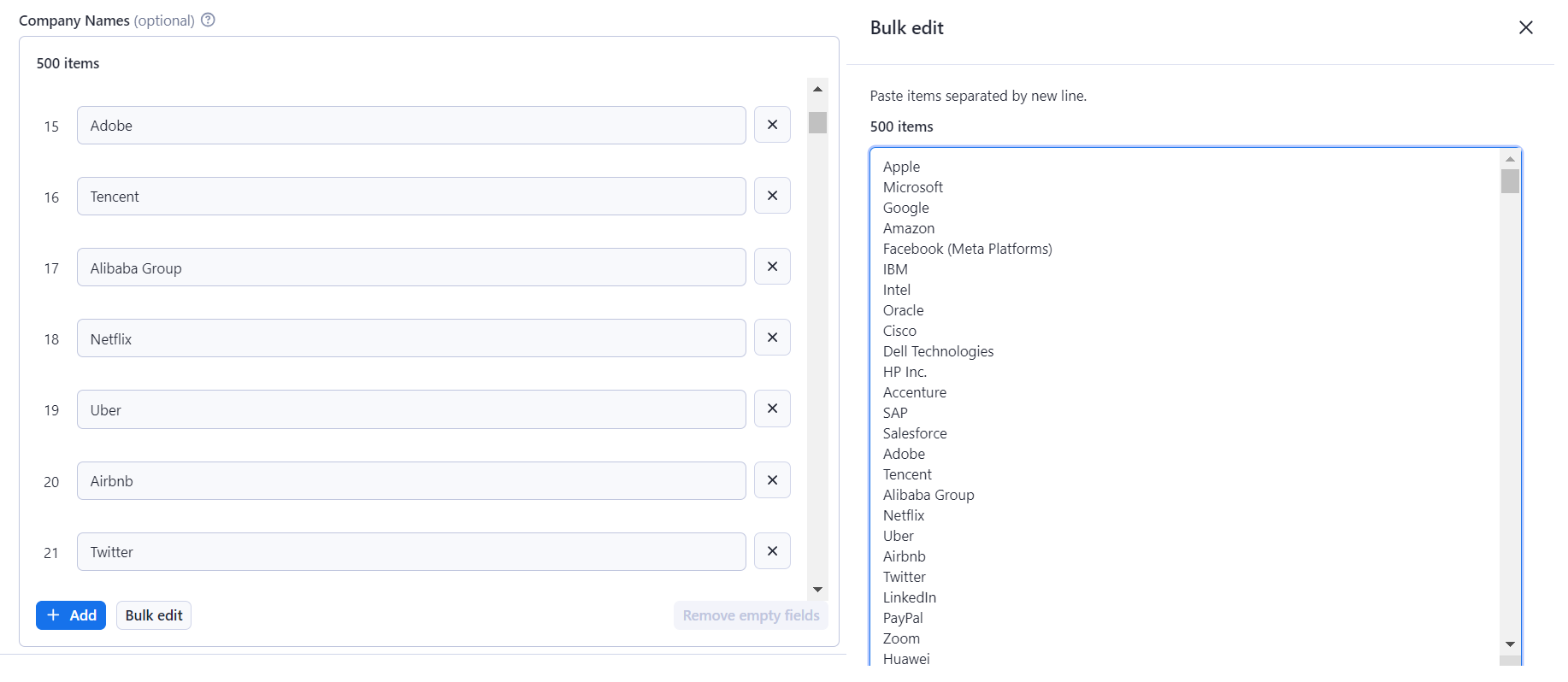 Input settings