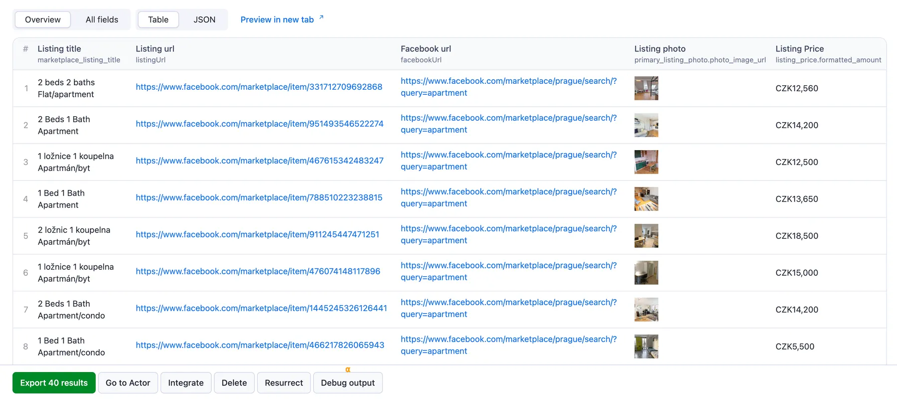 extract data from facebook marketplace