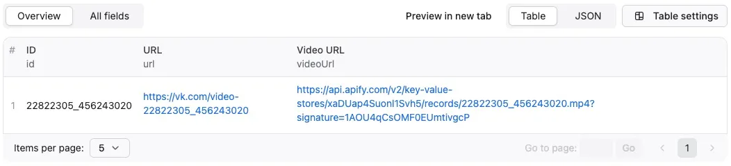 VK Video Downloader output