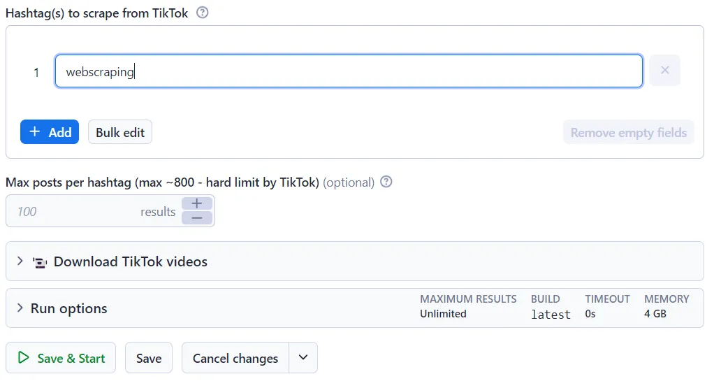 TikTok Hashtag Scraper