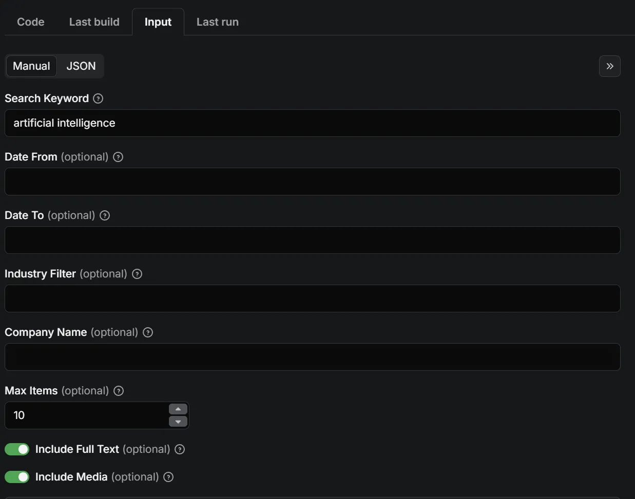Input Configuration