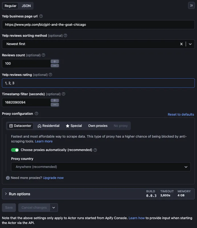 UI settings